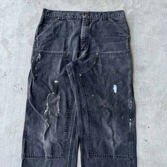 Vintage Y2K Carhartt black double knee work wear carpenter pants - Picture 2 of 10